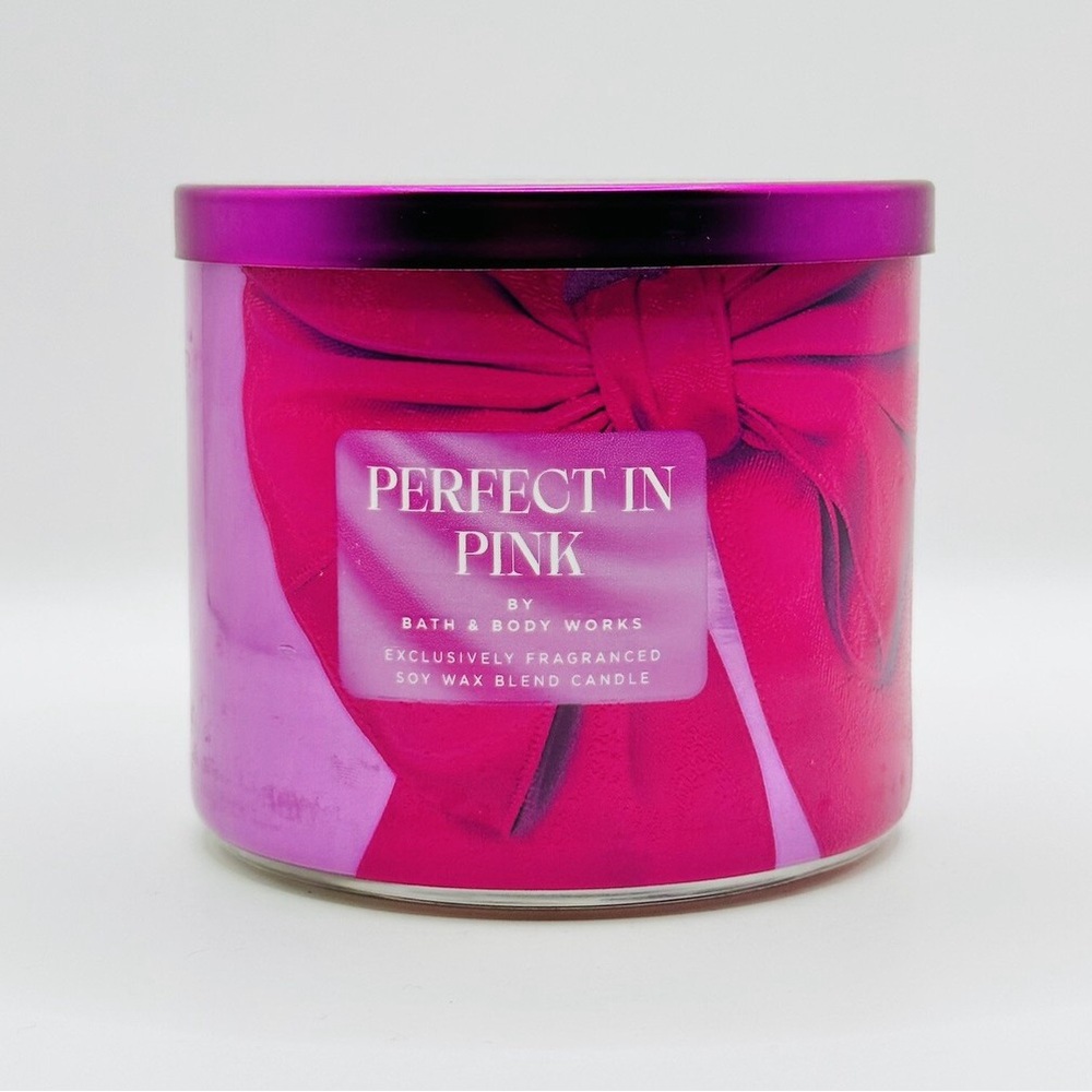 Bath & Body Works Perfect In Pink 3-Wick Candle - Hot Pink
